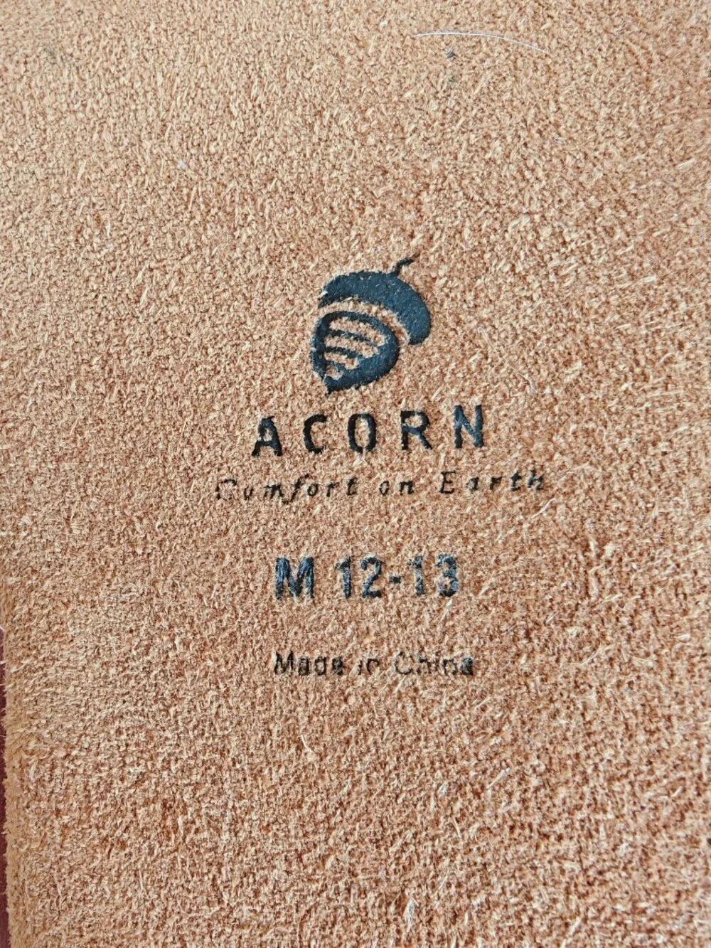 Acorn The Original Ragg Grey Wool Slipper Socks Suede Leather Sz. M 12 - 13